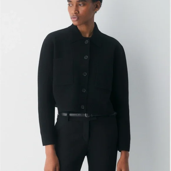 Aritzia Black Cropped Sweater Blazer - Picture 2 of 4